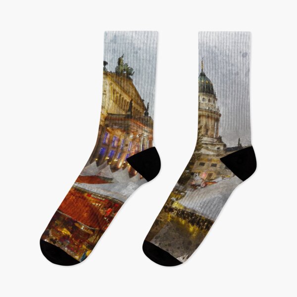 Item preview, Festive Berlin Christmas Market watercolor designed and sold by TwoSmallPtatoes.