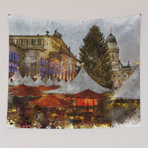Item preview, Festive Berlin Christmas Market watercolor designed and sold by TwoSmallPtatoes.
