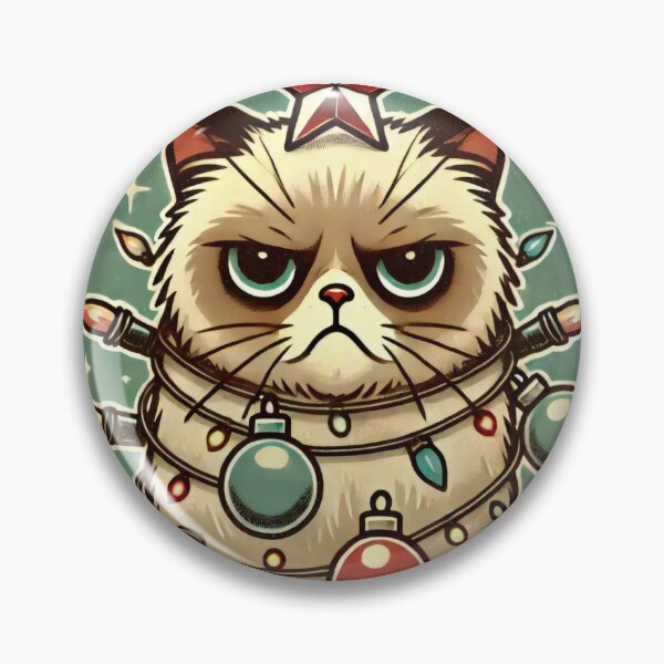 Item preview, Grumpy Christmas Cat Wrapped in Holiday Lights designed and sold by AIARTIST1.