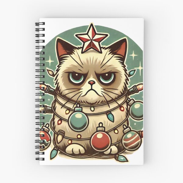 Item preview, Grumpy Christmas Cat Wrapped in Holiday Lights designed and sold by AIARTIST1.