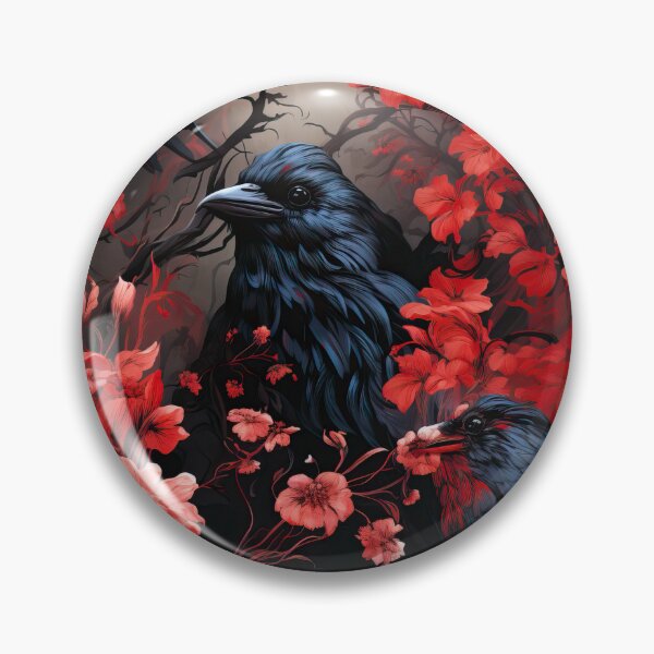 Item preview, Raven with red flowers seamless pattern designed and sold by SimoesArtistry.