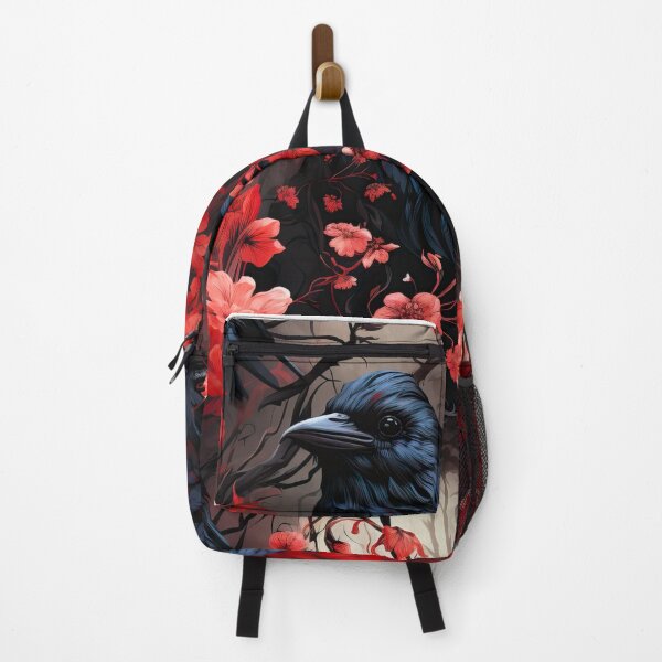Item preview, Raven with red flowers seamless pattern designed and sold by SimoesArtistry.
