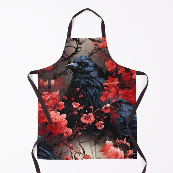 Item preview, Raven with red flowers seamless pattern designed and sold by SimoesArtistry.