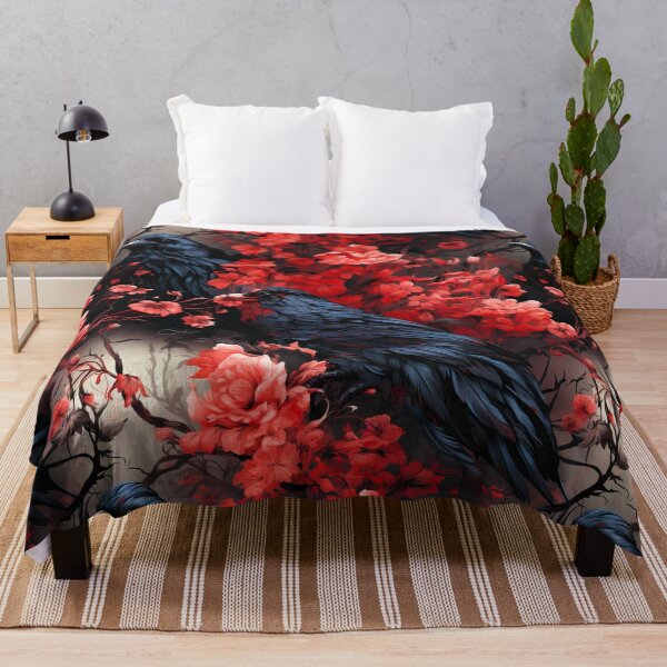 Item preview, Raven with red flowers seamless pattern designed and sold by SimoesArtistry.