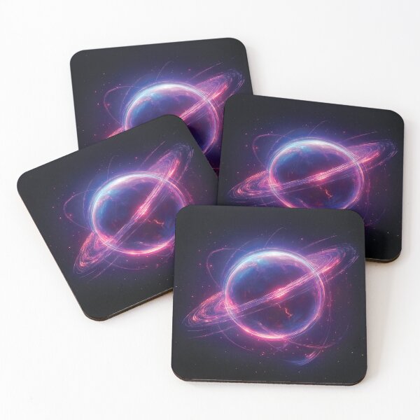 Item preview, A vibrant design for futuristic planet surrounded by glowing rings and streaks of light. designed and sold by HEMRO.