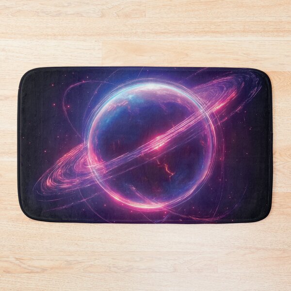 Item preview, A vibrant design for futuristic planet surrounded by glowing rings and streaks of light. designed and sold by HEMRO.