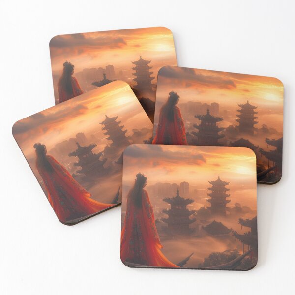 Item preview, Mystical Sunrise Over Ancient Pagodas and Cityscape designed and sold by Artessie.