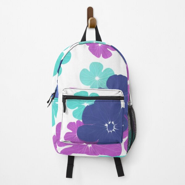 Item preview, Blue, Cyan, and Magenta Floral Pattern on White designed and sold by BubbleGalaxy.
