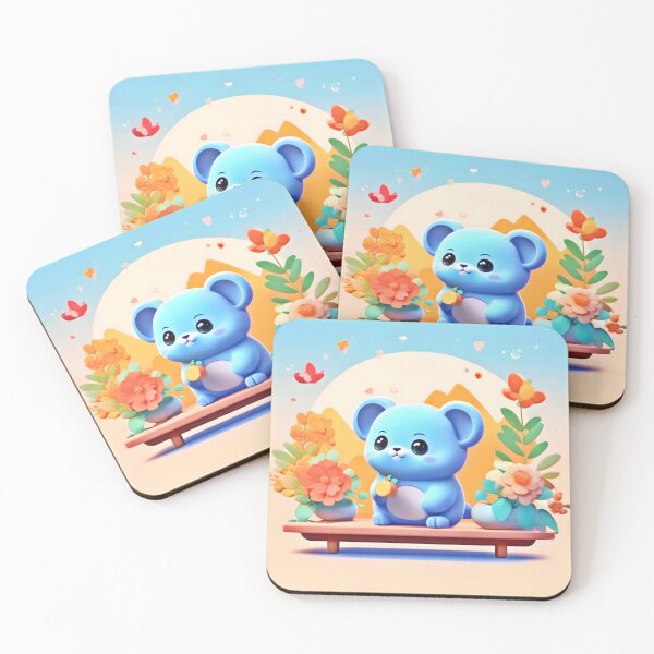 Item preview, Cute Blue Mouse with Flowers designed and sold by Health And Fitness Posts e-Store.