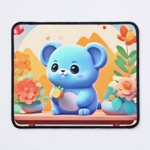 Item preview, Cute Blue Mouse with Flowers designed and sold by Health And Fitness Posts e-Store.