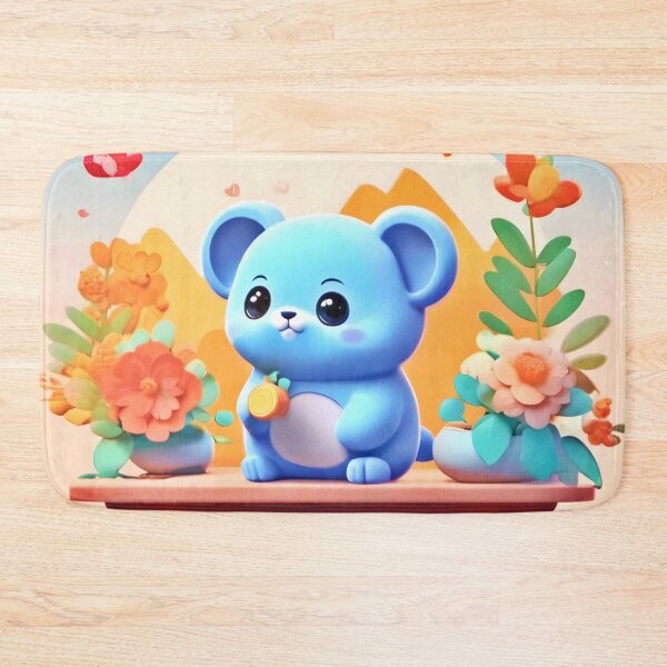 Item preview, Cute Blue Mouse with Flowers designed and sold by Health And Fitness Posts e-Store.