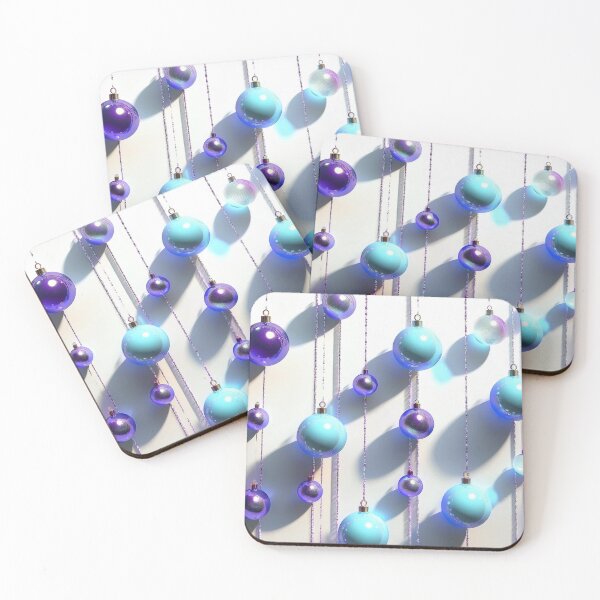 Item preview, Christmas ornaments - minimalist, shiny Christmas tree baubles/ pastel shades of blue and navy.  designed and sold by My-fake-places.
