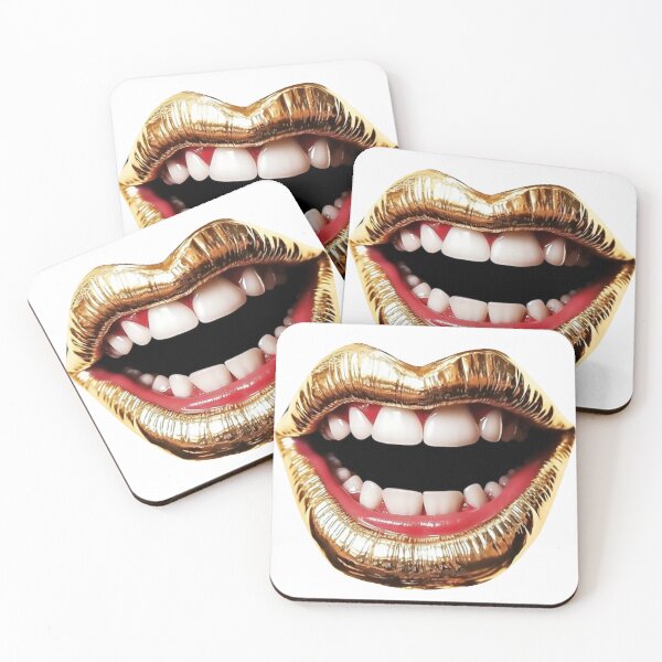 Item preview, Gold lipstick - gold lips - Mouth with teeth designed and sold by PIXEL POP DESIGNS - Beyond the Norm!.