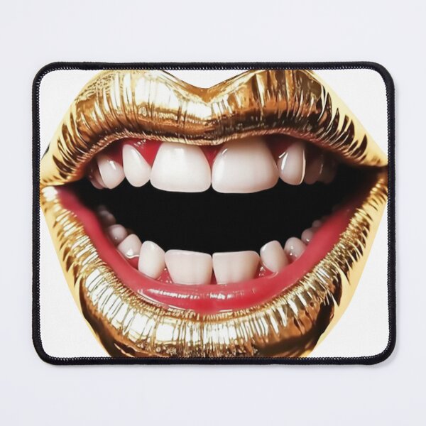 Item preview, Gold lipstick - gold lips - Mouth with teeth designed and sold by PIXEL POP DESIGNS - Beyond the Norm!.