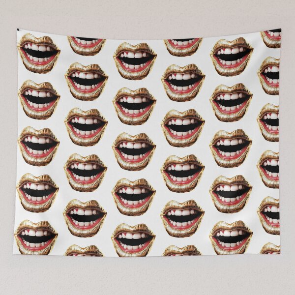 Item preview, Gold lipstick - gold lips - Mouth with teeth designed and sold by PIXEL POP DESIGNS - Beyond the Norm!.