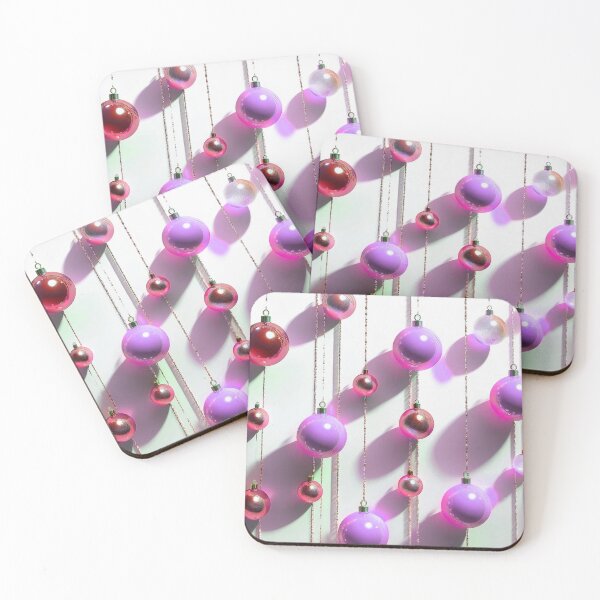Item preview, Christmas ornaments - minimalist, shiny Christmas tree baubles/ pastel shades of lilac, red and rose gold .  designed and sold by My-fake-places.