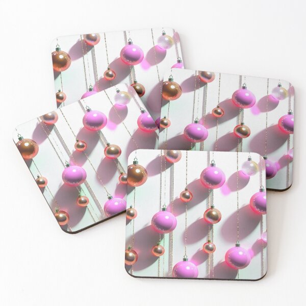 Item preview, Christmas ornaments - minimalist, shiny Christmas tree baubles/ pastel shades of pink and red .  designed and sold by My-fake-places.