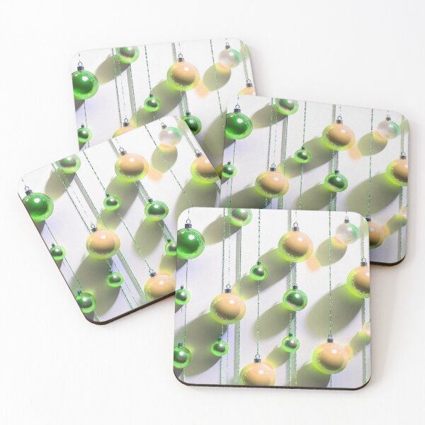 Item preview, Christmas ornaments - minimalist, shiny Christmas tree baubles/ pastel shades of orange and green gold .  designed and sold by My-fake-places.