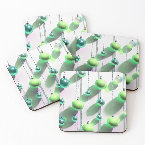 Item preview, Christmas ornaments - minimalist, shiny Christmas tree baubles/ pastel shades of azure and green  .  designed and sold by My-fake-places.