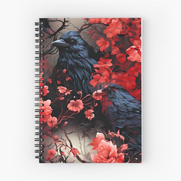 Item preview, Raven with red flowers seamless pattern designed and sold by SimoesArtistry.