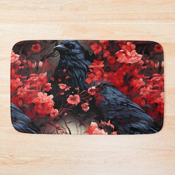 Item preview, Raven with red flowers seamless pattern designed and sold by SimoesArtistry.