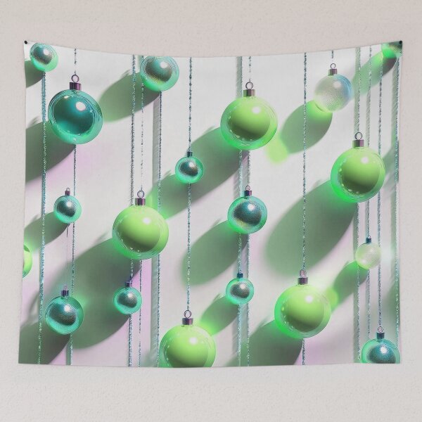 Item preview, Christmas ornaments - minimalist, shiny Christmas tree baubles/ pastel shades of azure and green  .  designed and sold by My-fake-places.