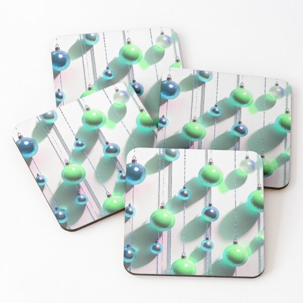 Item preview, Christmas ornaments - minimalist, shiny Christmas tree baubles/ pastel shades of azure and blue  .  designed and sold by My-fake-places.