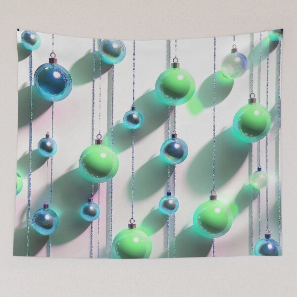 Item preview, Christmas ornaments - minimalist, shiny Christmas tree baubles/ pastel shades of azure and blue  .  designed and sold by My-fake-places.