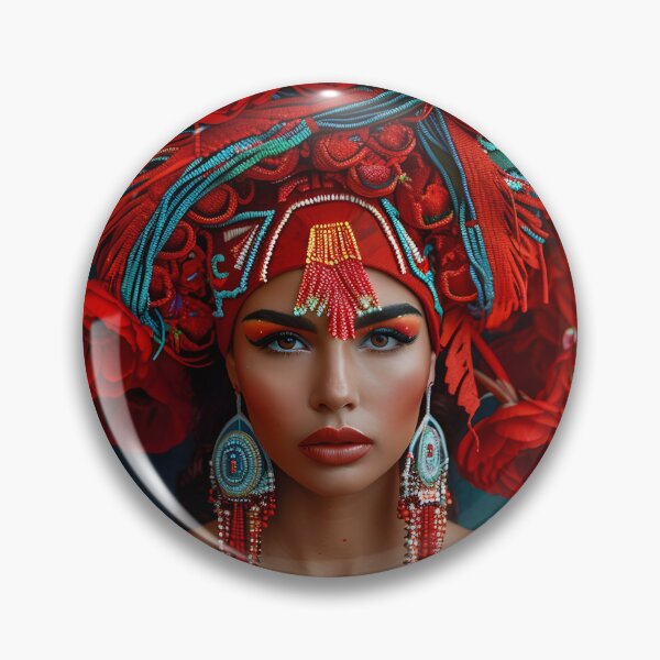 Item preview, Portrait with red flowers and ornate headpiece art designed and sold by Artessie.