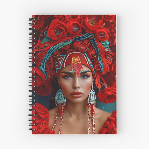 Item preview, Portrait with red flowers and ornate headpiece art designed and sold by Artessie.