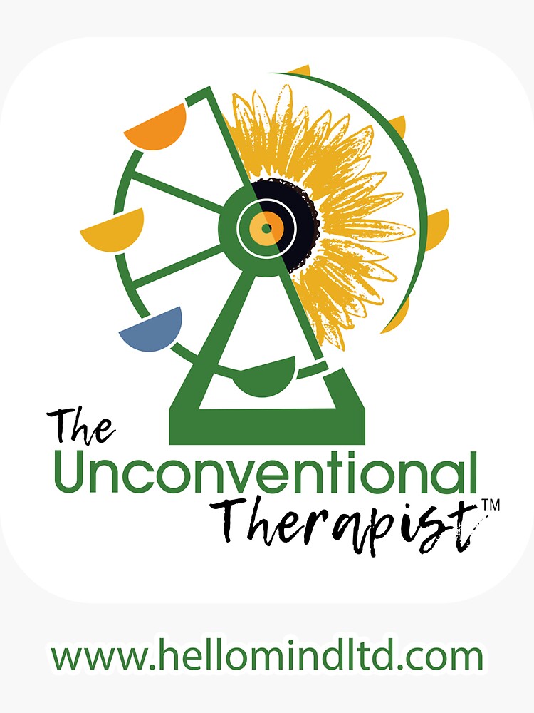 Thumbnail 3 of 3, Sticker, The Unconventional Therapist - an Official Hello Mind Ltd design designed and sold by HelloMind.