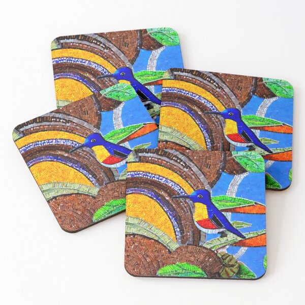 Item preview, Mosaic hummingbird art, colorful, vibrant, nature-inspired design designed and sold by ruiztiger70.