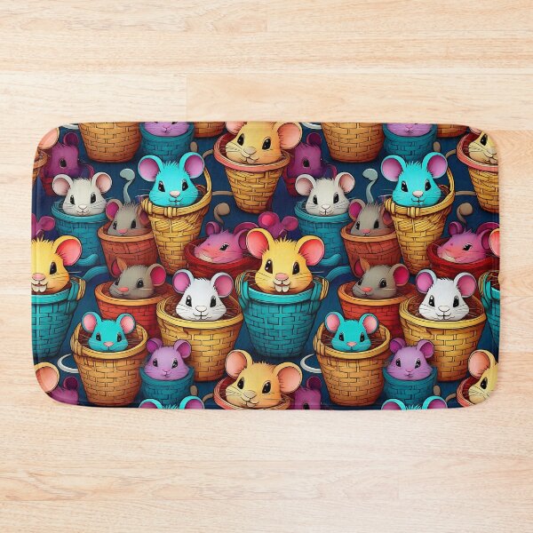Item preview, Mouse Heaven: A playful pattern featuring cartoon mice of all shapes and sizes, snuggled together in colorful baskets. designed and sold by Grang Art Artistic Designs.