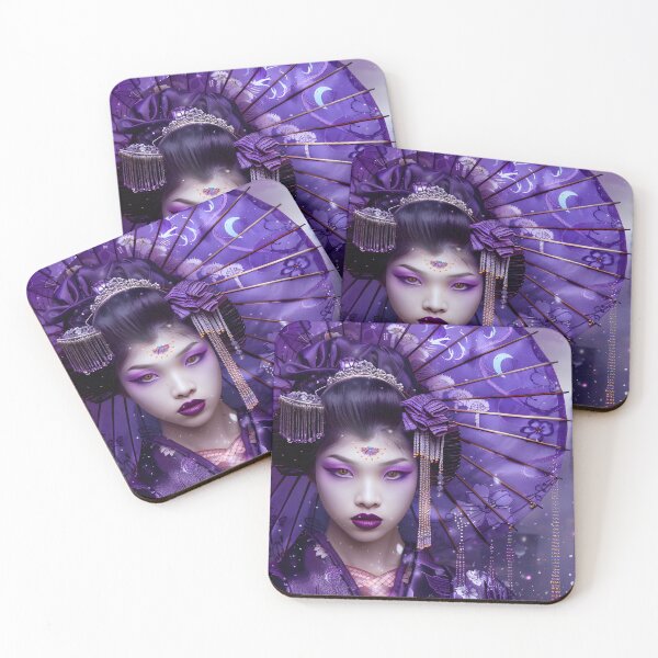 Item preview, Elegant Geisha with Purple Parasol in Urban Setting designed and sold by Artessie.