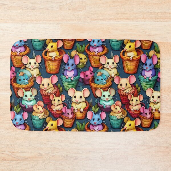 Item preview, Mouse Playtime: A playful pattern featuring cartoon mice of all shapes and sizes, snuggled together in colorful baskets. designed and sold by Grang Art Artistic Designs.