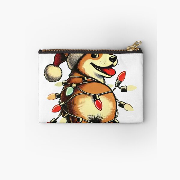 Item preview, Festive Corgi Wrapped in Christmas Lights and Santa Hat designed and sold by AIARTIST1.