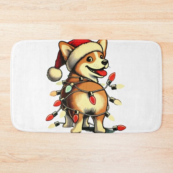 Item preview, Festive Corgi Wrapped in Christmas Lights and Santa Hat designed and sold by AIARTIST1.