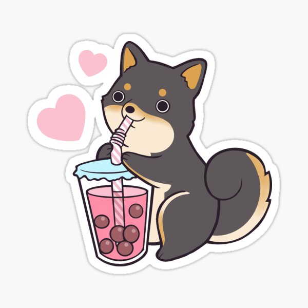 Black Shiba Bubble Tea Sticker