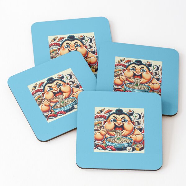 Item preview, Happy Sumo Feast - Caricature Japanese Food Lover designed and sold by ANIARTONLINE.