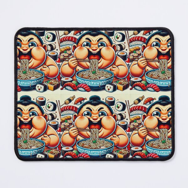 Item preview, Happy Sumo Feast - Caricature Japanese Food Lover designed and sold by ANIARTONLINE.