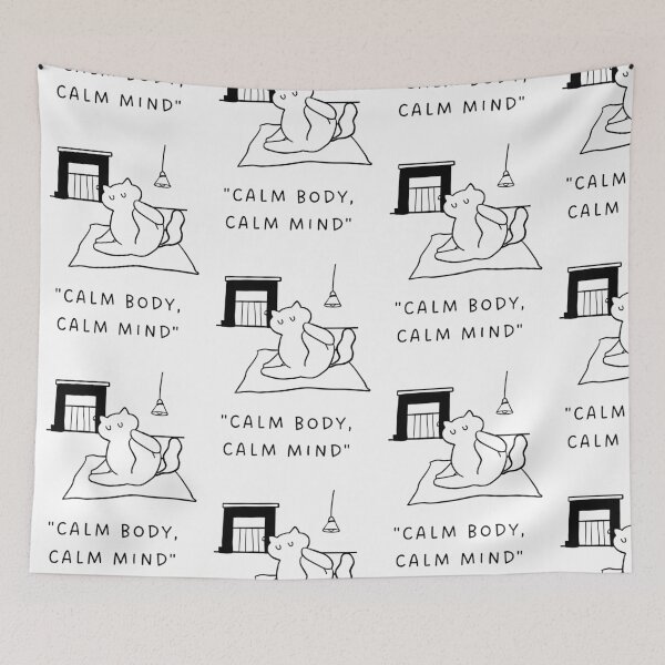 Item preview, Calm Body, Calm Mind | Yoga Cat Illustration designed and sold by RM-Journey.