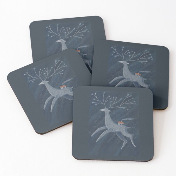 Item preview, White deer, folklore illustration, white deer gives shelter, winter time,  designed and sold by Dormitria.