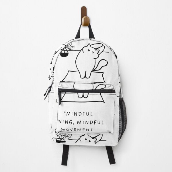 Item preview, "Mindful Living, Mindful Movement" | Yoga Cat Illustration designed and sold by RM-Journey.