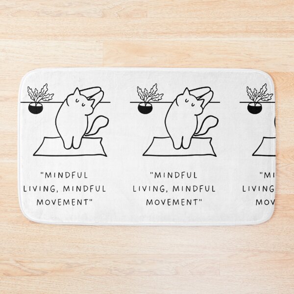 Item preview, "Mindful Living, Mindful Movement" | Yoga Cat Illustration designed and sold by RM-Journey.