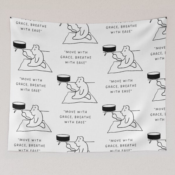 Item preview, "Move with Grace, Breathe with Ease" | Yoga Cat Illustration designed and sold by RM-Journey.