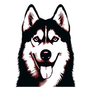 Artwork thumbnail, Siberian Husky Dog Pop Art | Black, Red & White by K9ish
