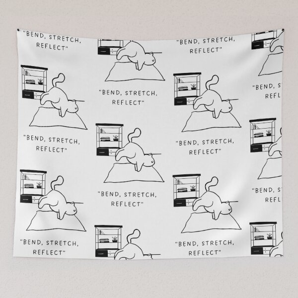 Item preview, "Bend, Stretch, Reflect" | Yoga Cat Illustration designed and sold by RM-Journey.