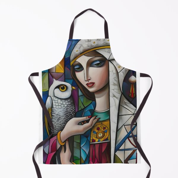 Aperçu de l'œuvre Femme abstraite avec hibou dans un style vitrail. créée et vendue par Artessie.