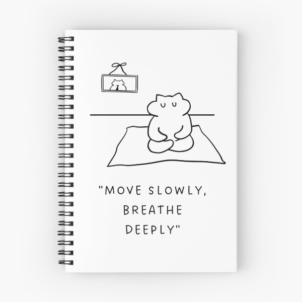 Item preview, "Move Slowly, Breathe Deeply" | Yoga Cat Illustration designed and sold by RM-Journey.