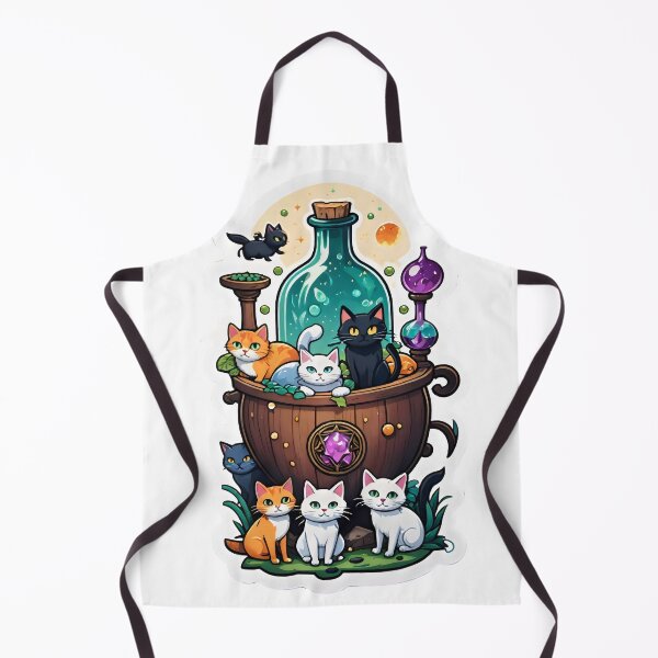 Item preview, Enchanting Cats with Potion Cauldron Illustration designed and sold by Cherry-Cat.